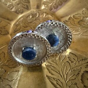 Elegant Silver and Blue Cuff Links